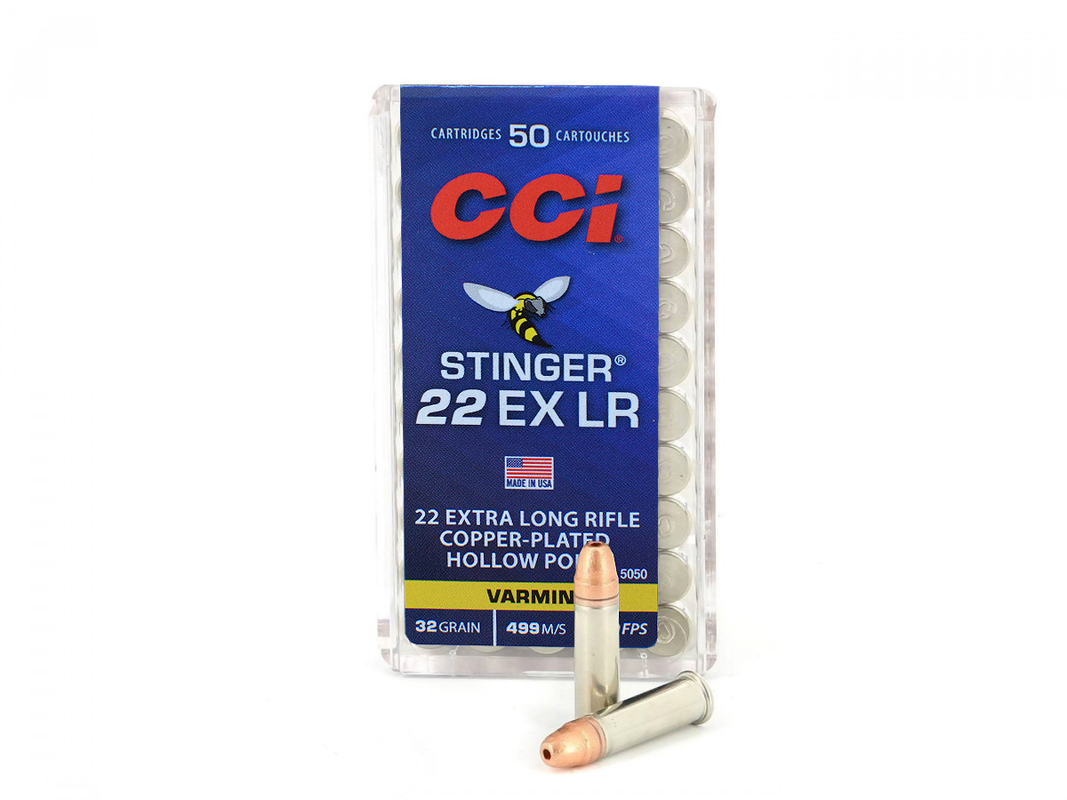 Náboj .22EXLR CCI Stinger 32gr/2,07g Copper-Pated HP, 50 ks