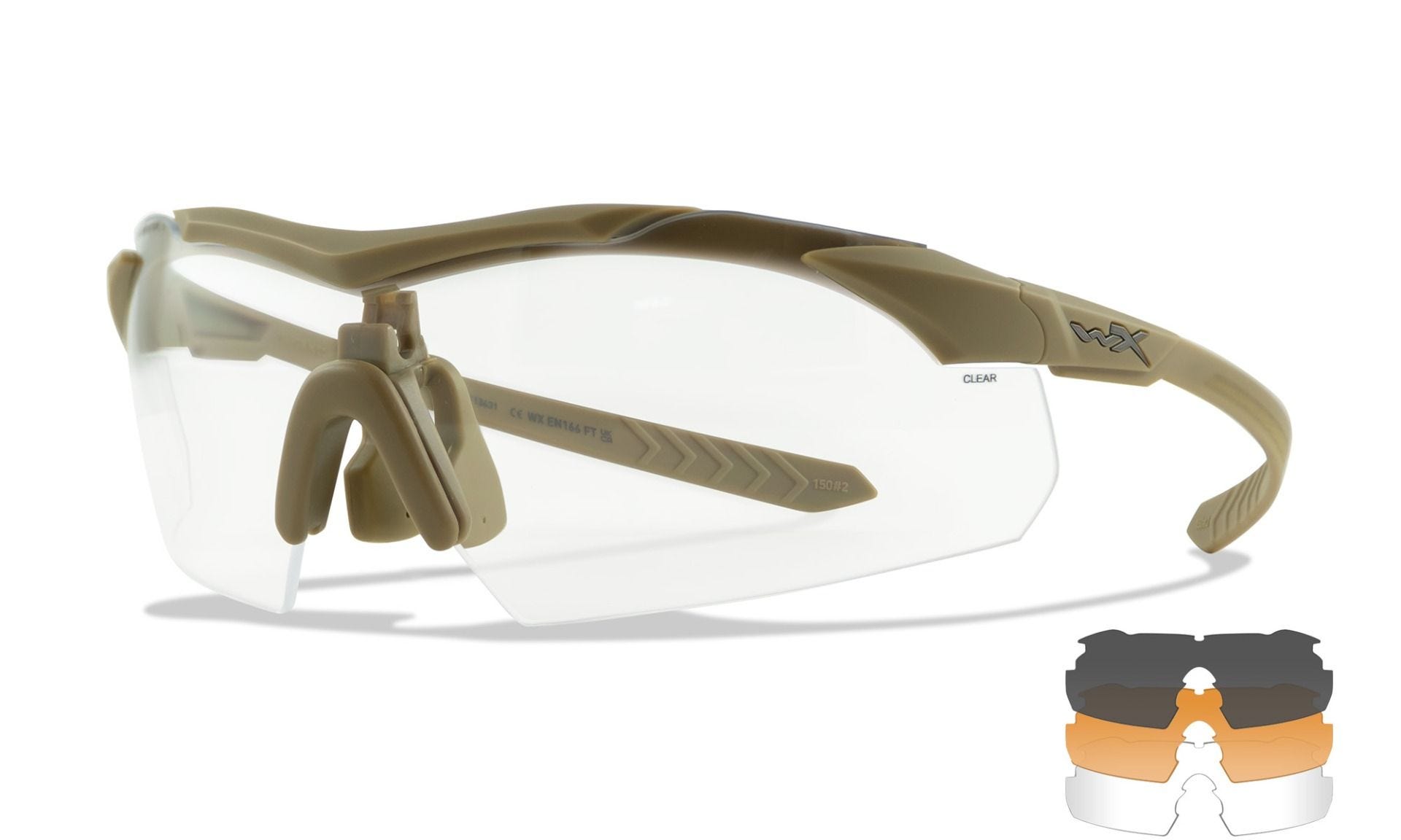 Taktické okuliare WILEY X VAPOR COMM Matte Tan frame, grey/clear/light rust